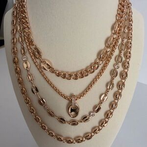 Ettika Gold Layered Chain Necklace Set – 4 Piece Crystal Accent